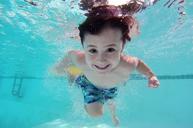 child swimming