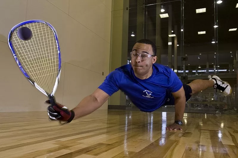 Man playing racquetball